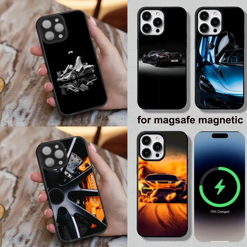 Phone Case For iPhone 16,15,14,13,12,11,Plus,Pro,Max,Mini Soft Magesafe Magnetic Wireless Charge Car w1 M-McLarenS