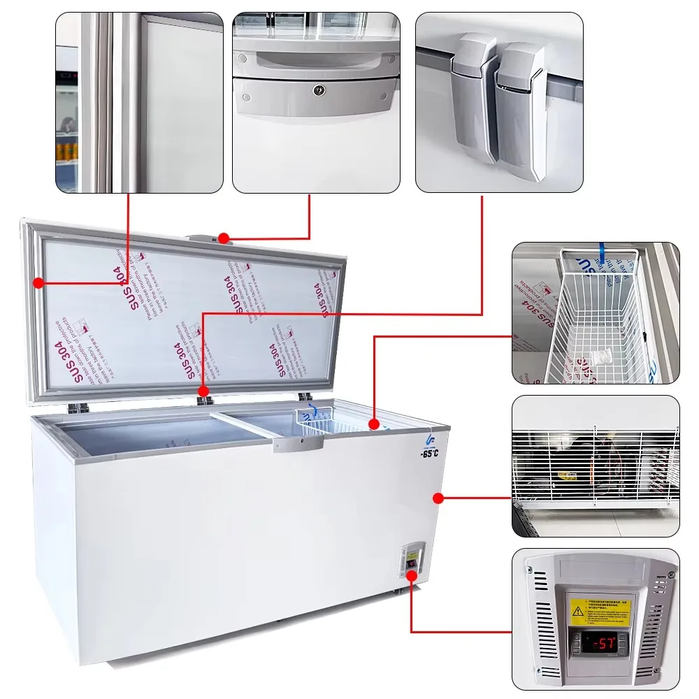 Commercial Single-Door Ultra-Low Temperature Horizontal Freezer for Meat Seafood Storage Fan Cooling Refrigeration Equipment
