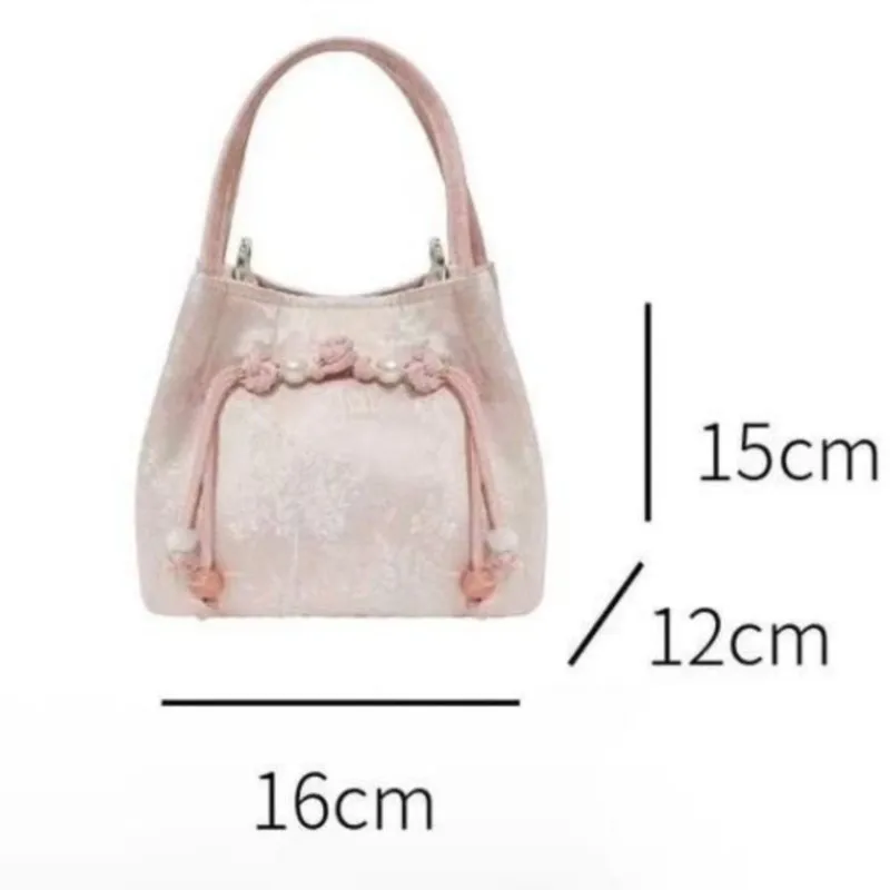 JIAERDI Fairy Core Pink Bucket Bag Purse Women Chinese Style Handle Chic Y2k Crossbody Bags Female Harajuku Aesthetic Mini Bag