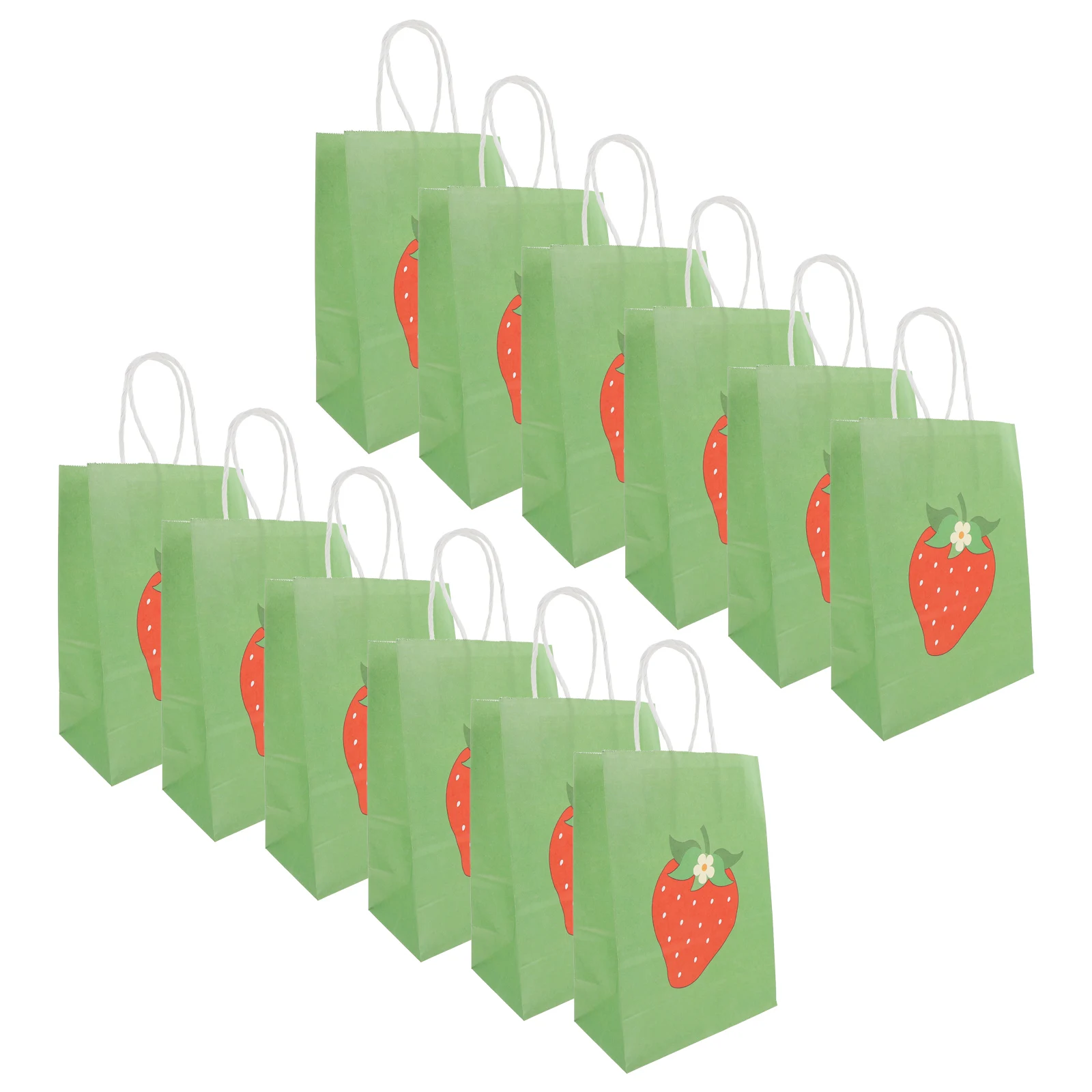 

12 Pcs Gift Paper Bags for Snacks Travel Strawberries Fruit Themed Cute Cartoon Birthday Party Favors Holiday Packaging