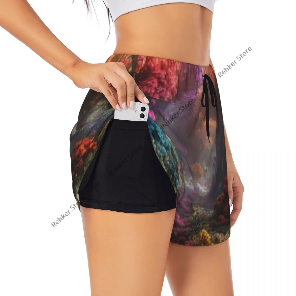 Women Yoga Shorts Lush Path Winds Through Magical Forest Lightweight Athletic Quick Dry Breathable Outdoor Running Shorts