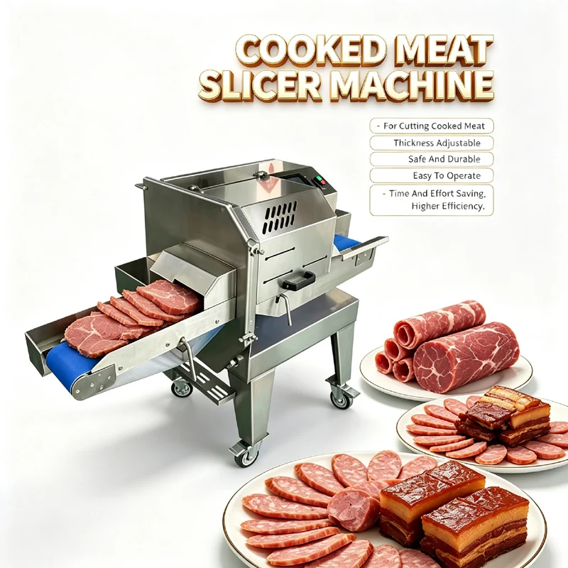 110V 220V Cooked Meat Slicer Automatic Commercial Bacon Sausage Beef Slices Cutting Machine For Sale