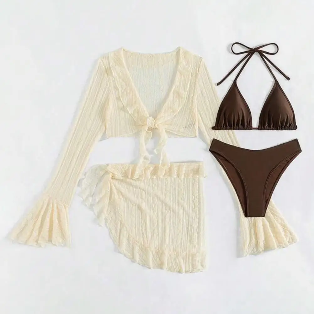 2025 신상 롱 레이스 수영복 4종 세트 섹시 퓨어 디자이어 작은 가슴 모아주는 비키니 여성