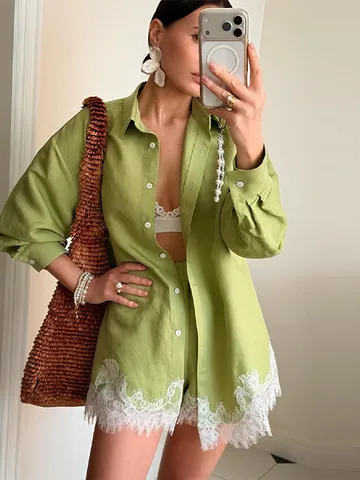 Женский костюм из полиэстера  Lace Patchwork весна 2026