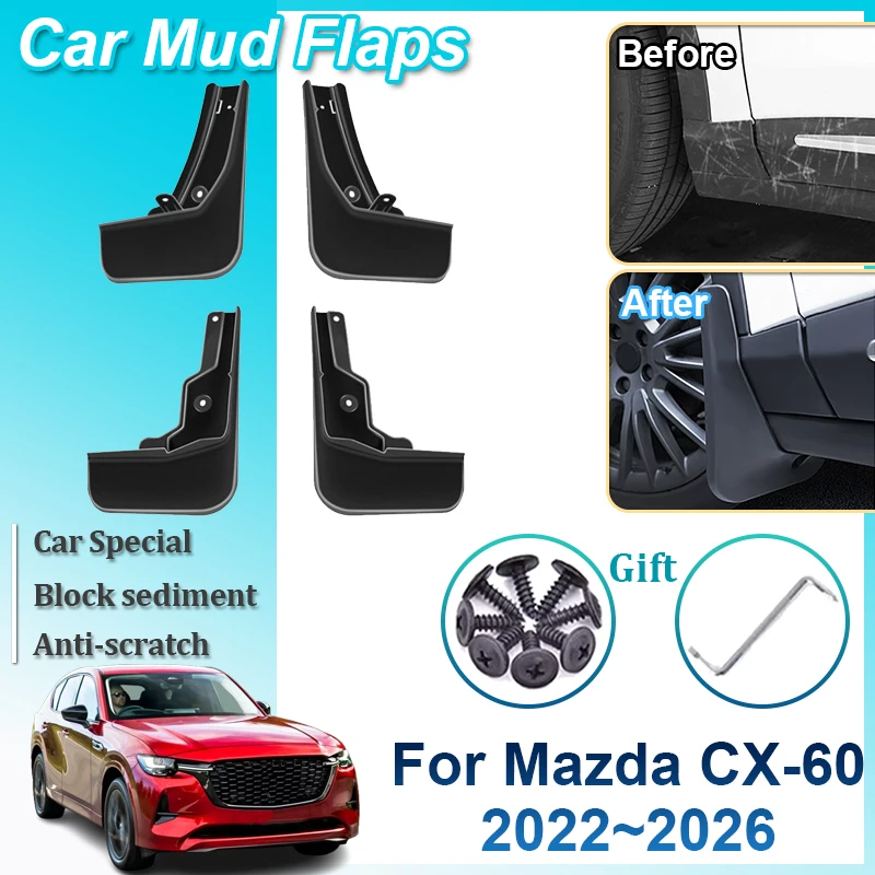 

For Mazda CX 60 2025 Accessories 2022-2026 Car Anti-splash Mudguards Front Rear Fenders Wheel Covers MudFlaps Car Accessories