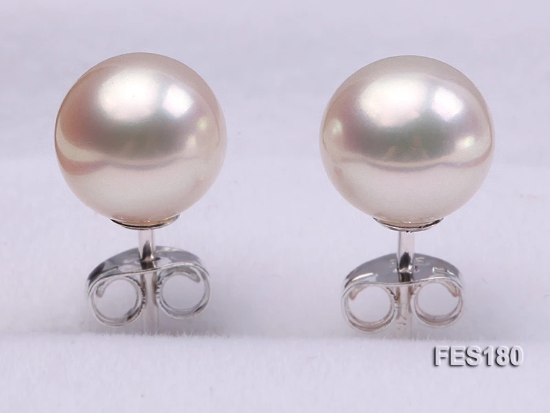 Unique Pearl Jewelry 7.5mm White Round Freshwater Pearl Earring