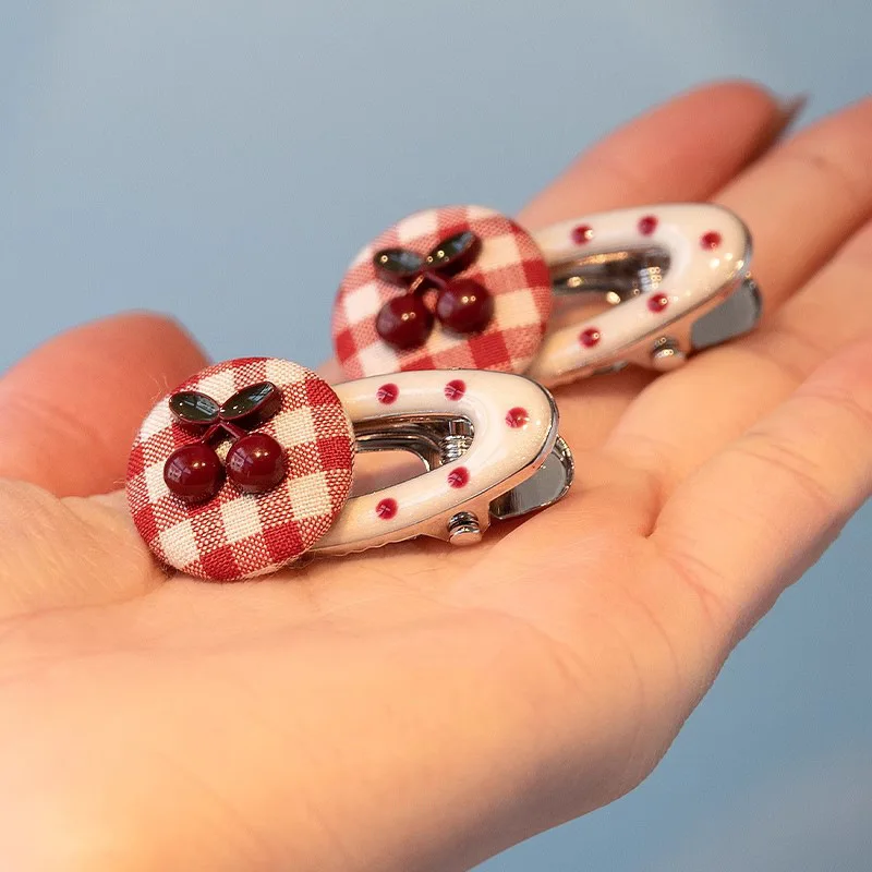 

Новая универсальная милая заколка-уточка с вишнями для волос, заколка-крокодил для челки, повседневный модный аксессуар для волос для девочек