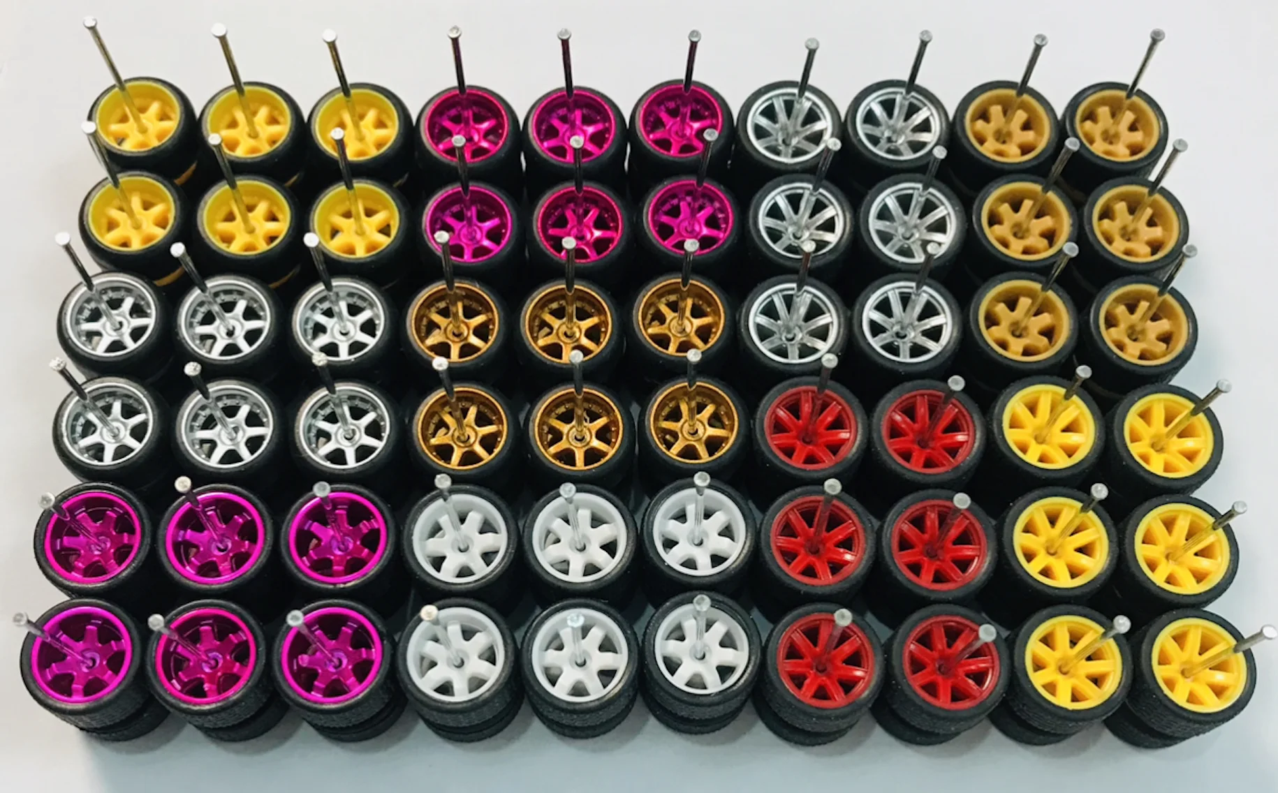 30sets/40sets 11mm wheels for 1/64 Scale Alloy Car Models 1/64 wheels with Tires + Axles for Hot Wheel/Matchbox/Domeka/Tomy 1:64