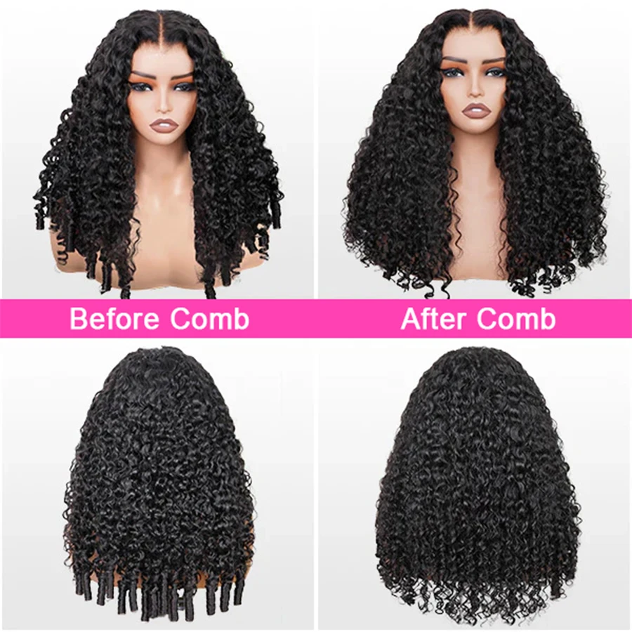 Wig Rambut Asli Burma Curly 13x6 HD Lace Frontal, Kepadatan 220 Deep Wave, Wig Lace Front 13x4, Rambut 12A Warna Alami, 30 40 Inci