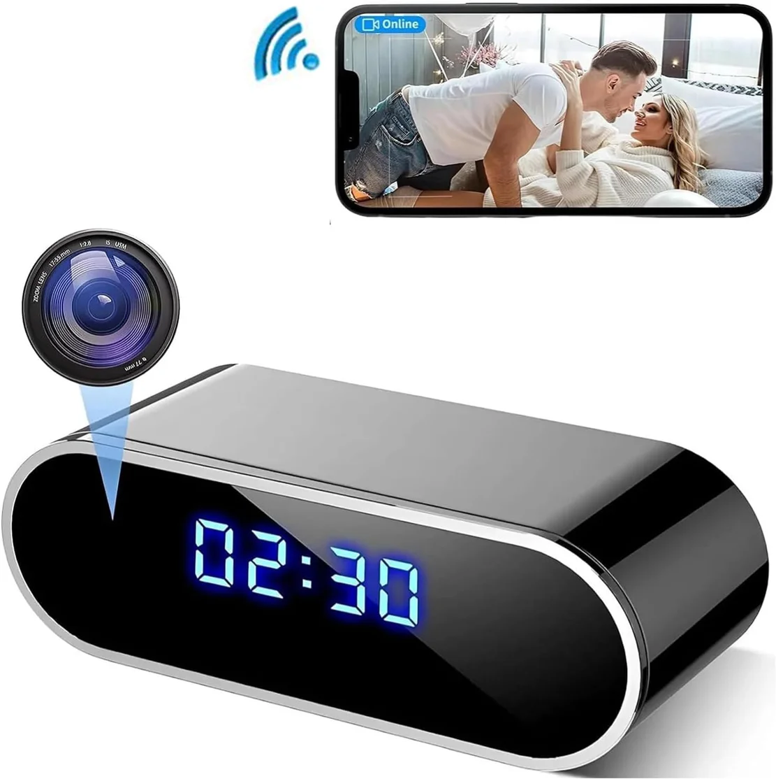 

1080P WIFI Wireless Mini Clock Camera Time Alarm Watch Security Night Vision Motion Sensor AP/IP Remote Monitor Micro Home