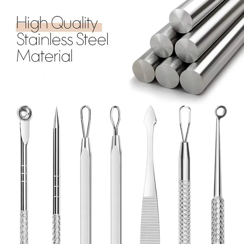 Stainless Steel Acne Removal Blackhead Comedone Acne Blemish Extractor Remover Face Skin Care Pore Cleaner Needles Remove Tools