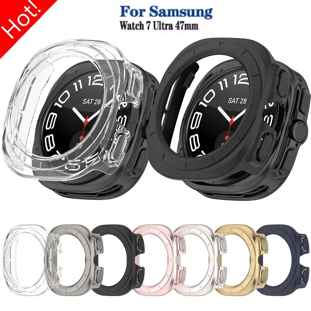 NEW Case for Samsung Galaxy Watch Ultra 47mm Accessory Tempered Glass Screen Protector Hard PC Bumper Galaxy Watch 7ultra Cover