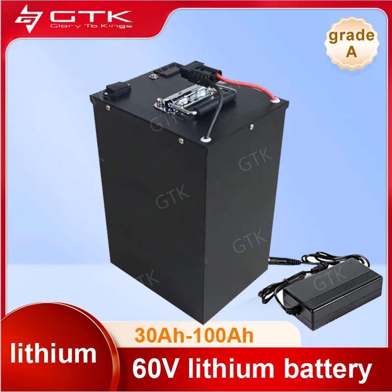 GTK 50Ah 60V 40Ah 60Ah 60V 80Ah 100Ah Lithium Battery Li Ion For 3000w Scooter Bicycle Motorcycle + 10A Charger