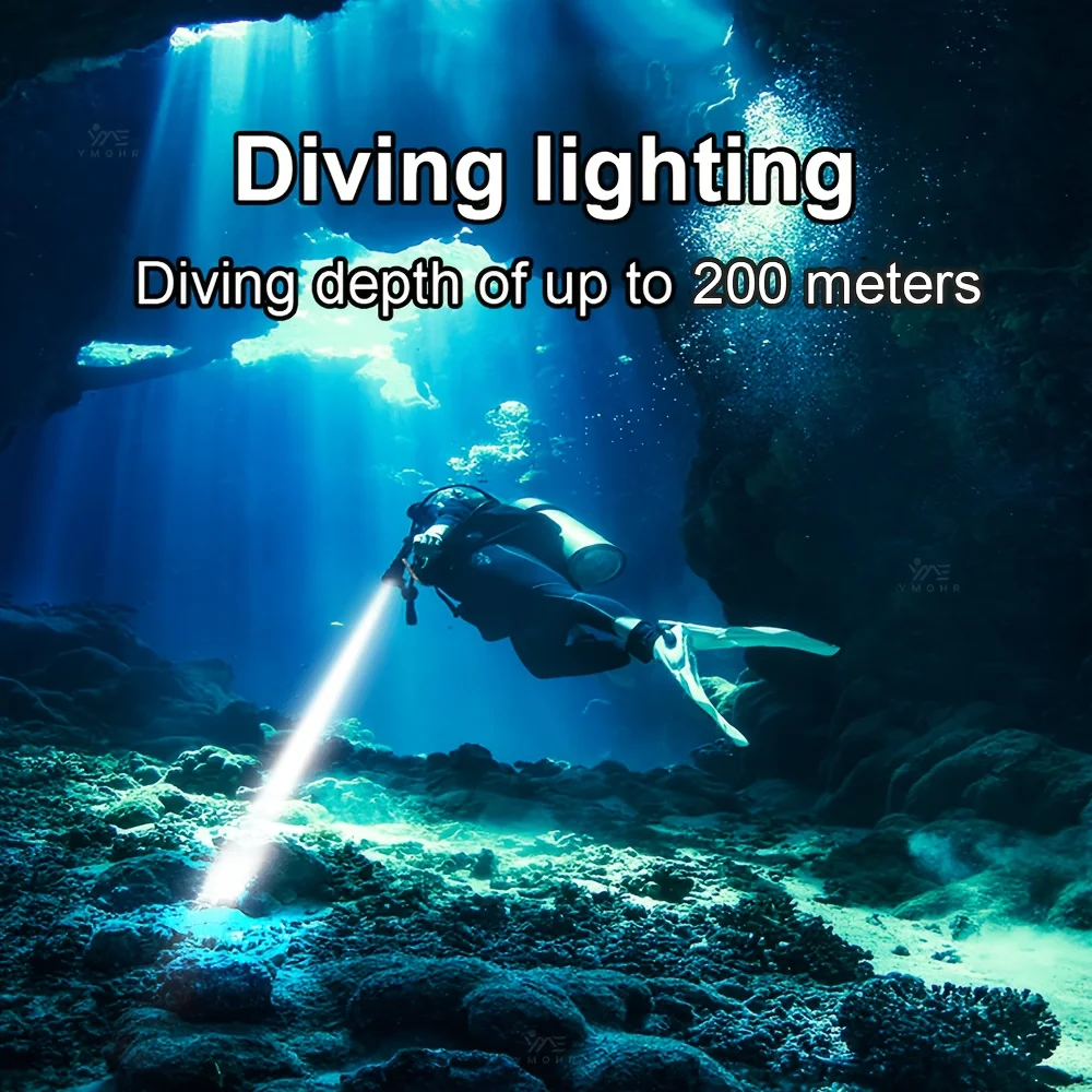XHP70 Professional Diving Flashlight Underwater Lantern Rechargeable LED Flashlight Diving Light IPX8 Waterproof Scuba Diving