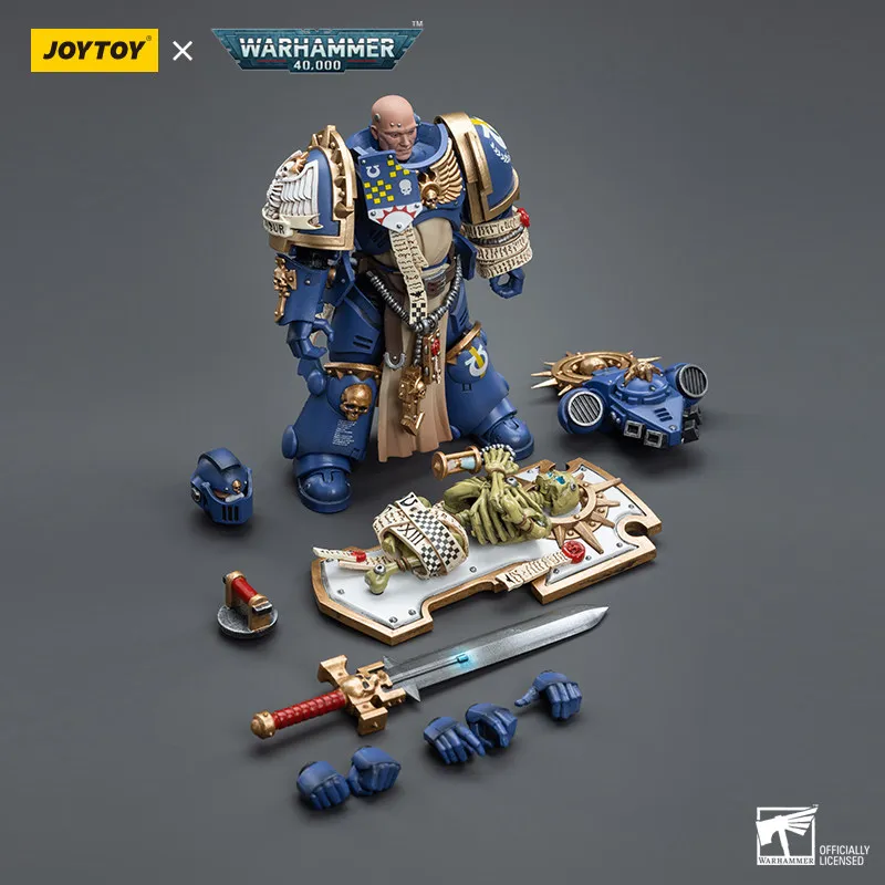 JOYTOY 1/18 Warhammer 40K Ultramarines Primaris Captain Power Sword Relic Shield Action Figure Collectible Model Toy For Fans