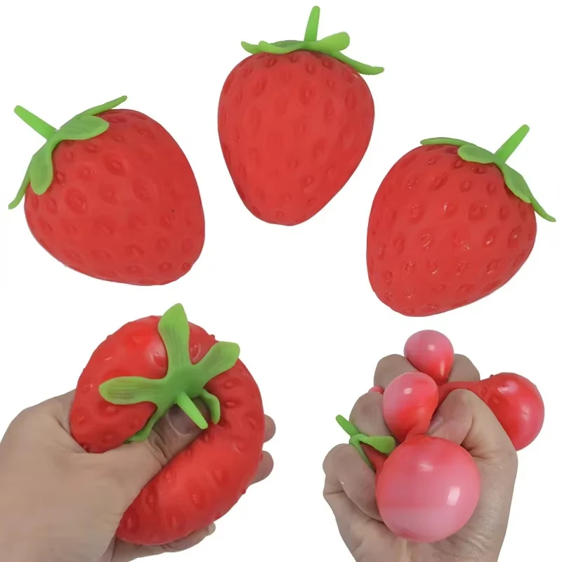Erdbeer-Squishy mit Farbwechsel bei Sonnenschein, Quetsch-Stressball, Angstlinderung, sensorisches Fidget-Spielzeug, Dekompressions-Partygiveaway