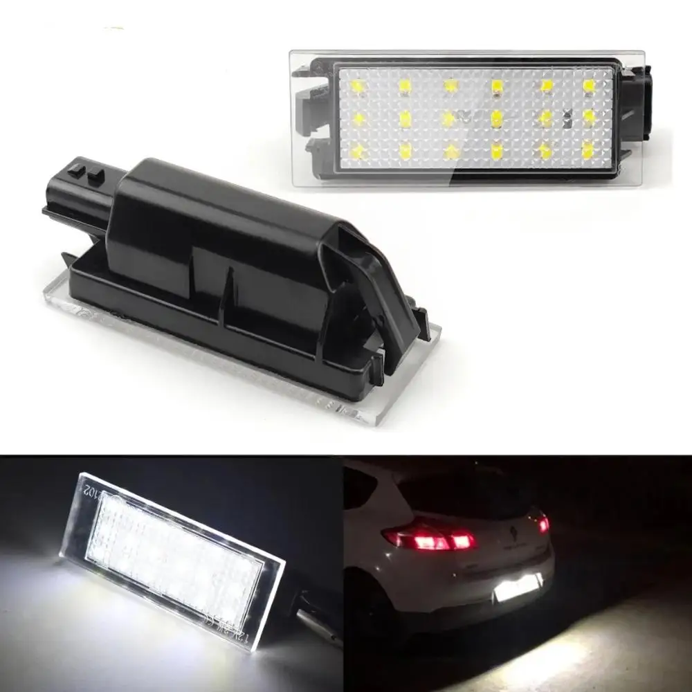 2pcs LED Number Plate Light for Renault Clio Laguna 2 Megane 3 Twingo Master Vel Satis Wind Trafic Twizy License Plate Light