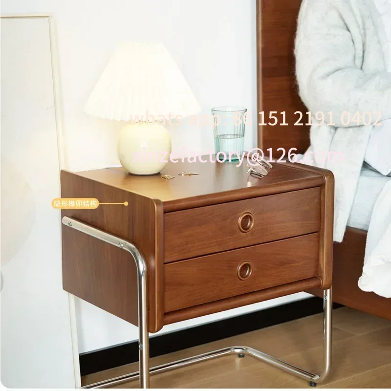 

Customizable Vintage Solid Wood Bedroom Minimalist Coffee Table 2 Layers Drawers Storage Rack Versatile