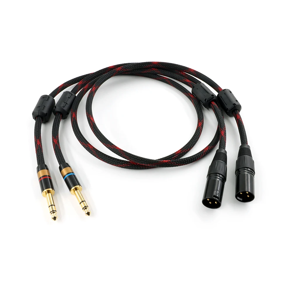 1 Pair HIFI Dual 6.35mm to DUal XLR Male Audio Cable 4N OFC 6.5 TRS to 2 XLR Audio Wire