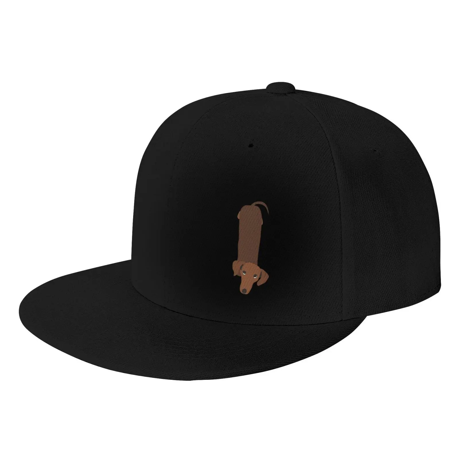 Cartoon Dachshund Dog Pet Print Snapback Cap One Size Fits Most Hip Hop Flat Brim Unisex Casual Sun Hat