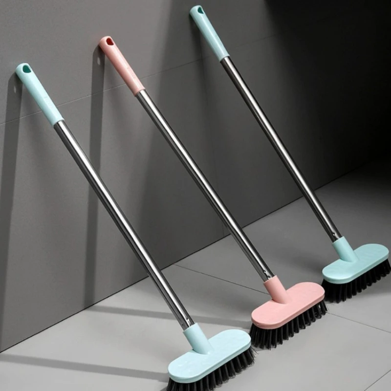 Escova de limpeza de piso com alça longa, purificador de piso de madeira resistente multiuso, limpeza de varanda, pátio, garagem ao ar livre/interno