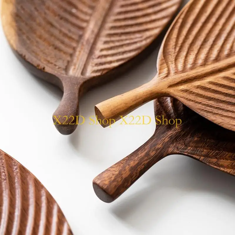 

X22D Serving Tray Wooden Plate Storage Trays Tea Dessert Dinner Breads Fruits Snaks Display Dishes Trays