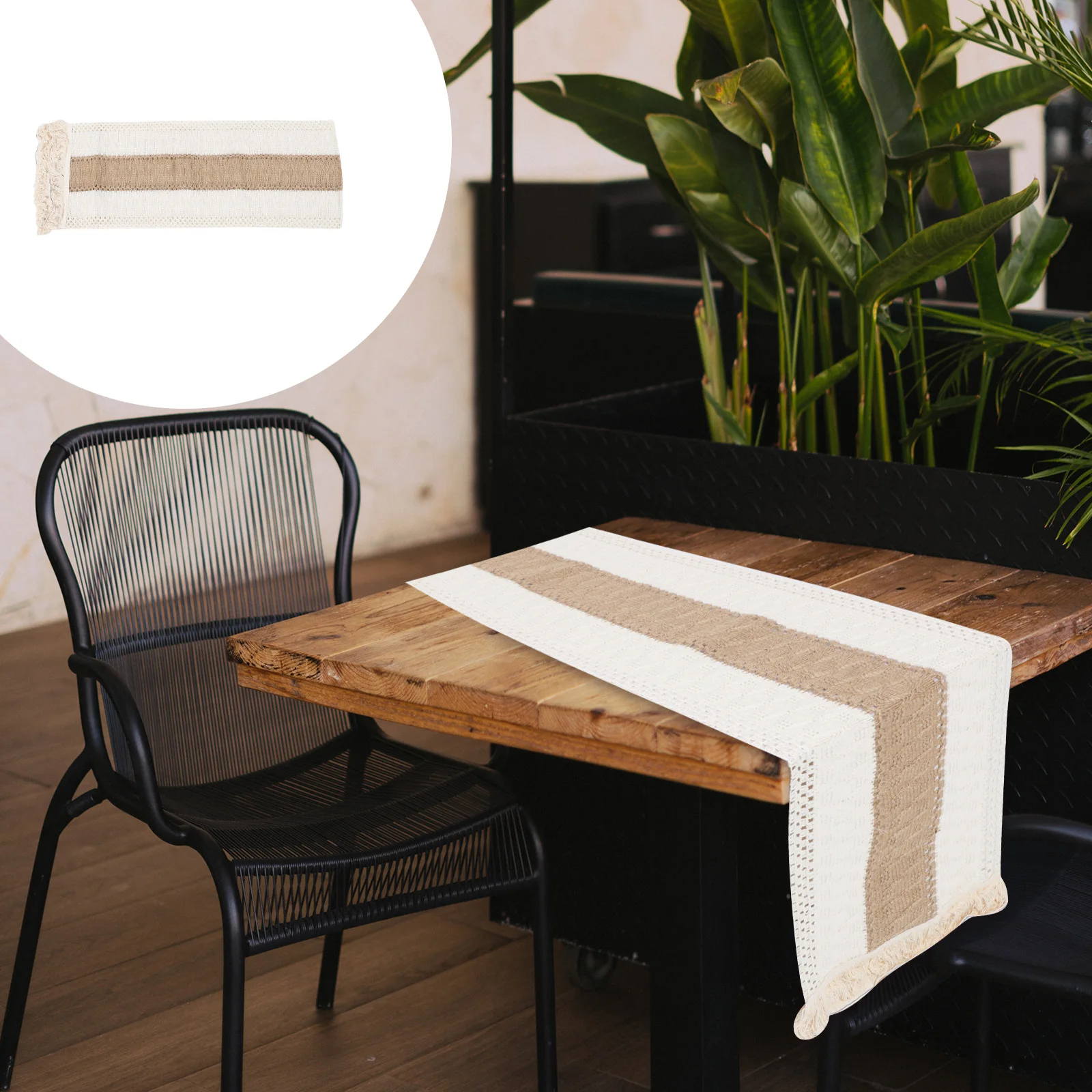 

1Pcs Cotton Linen Splicing Tassel Table Runner Decorative Table Cloth Elegant Simple for Dining Home Hotel Banquet