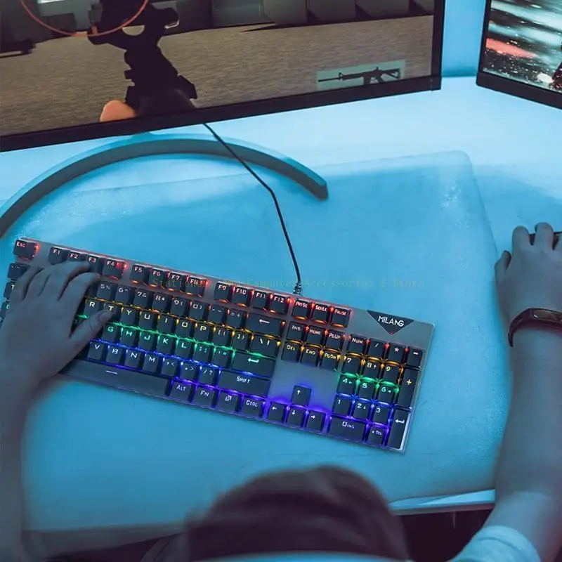 104 Keys Gaming Keyboard RGB إضاءة خلفية سلكية سلكية قابلة للبرمجة لأجهزة الكمبيوتر الشخصي #3