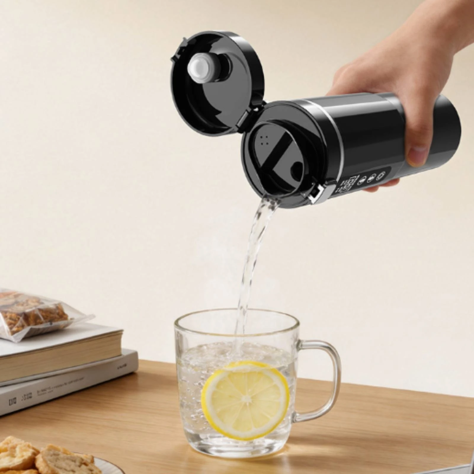 Travel Mug 100W Smart-Driving Heating Cup Insulated Water Cup with Digital Display Compact for Long Drives, Road Trips