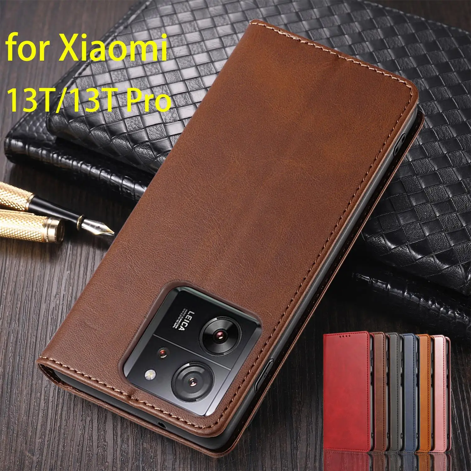 Leather Case for Xiaomi 13T / Xiaomi Mi 13T Pro Flip Case Card Holder Holster Magnetic Attraction Cover Wallet Case Fundas Coque