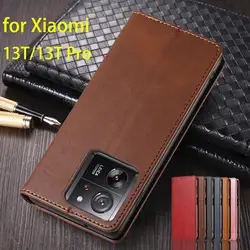 Leather Case for Xiaomi 13T / Xiaomi Mi 13T Pro Flip Case Card Holder Holster Magnetic Attraction Cover Wallet Case Fundas Coque