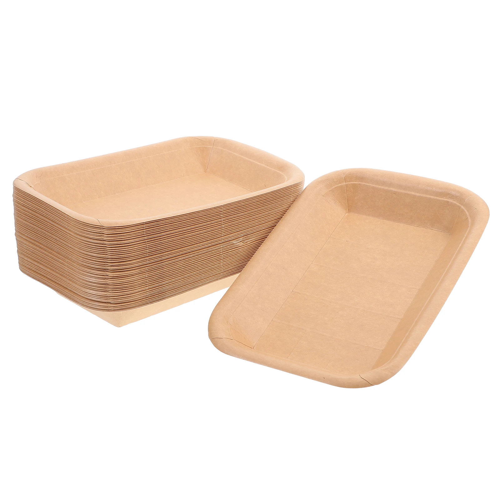 

50 Pcs Disposable Barbecue Tray Food Serving Service Trays Seafood Dinner Plate Paper Platter Plates