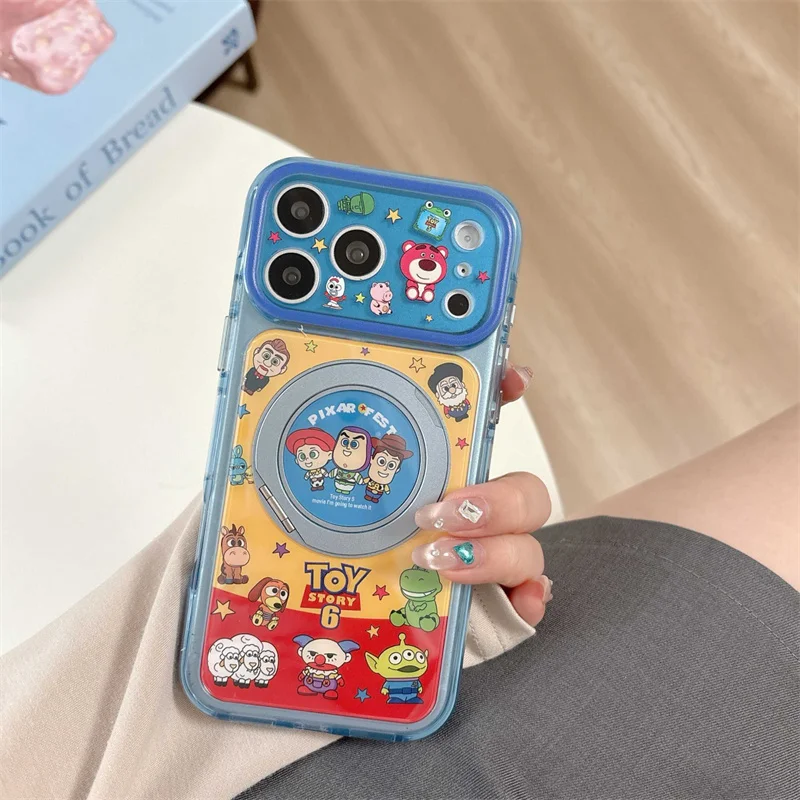 

New 2026 Fashion phone cases Cartoon Rotation 360° Phone Case For iPhone 17 16 15 Pro Max Cute Clear Shockproof Cover Lens Prote