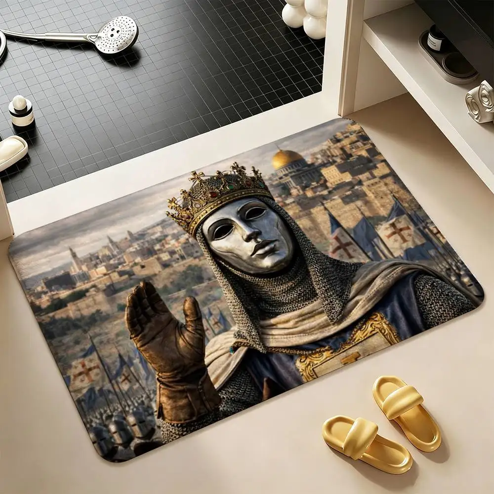 Baldwin IV of Jerusalem Former King of Jerusalem Shower Room Absorbent Small Floor Mat Soft Comfortable Decorative Foot Mat