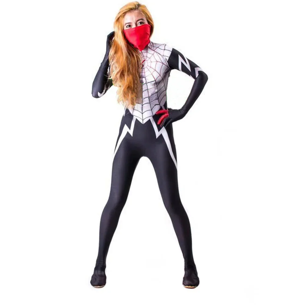 Cindy Moon Silk Cosplay SpiderWomen Costume Superhero Zentai body outfit Costume di Halloween Spider Women Girls Female