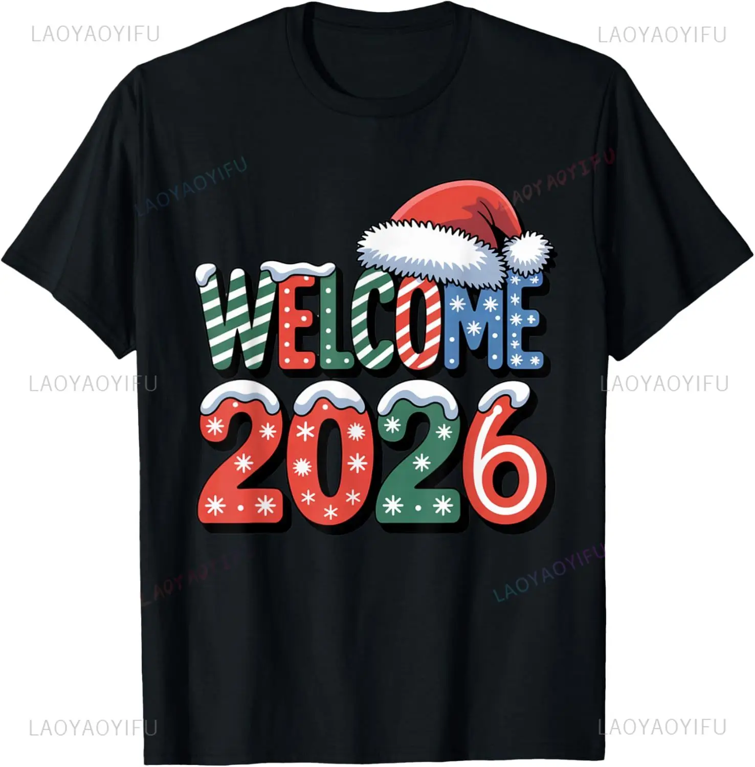 Welcome Happy New Year 2026 New Years Eve Party Supplies T-Shirt Custom Printed Graphic T Shirts Kawayi Graphic Tee