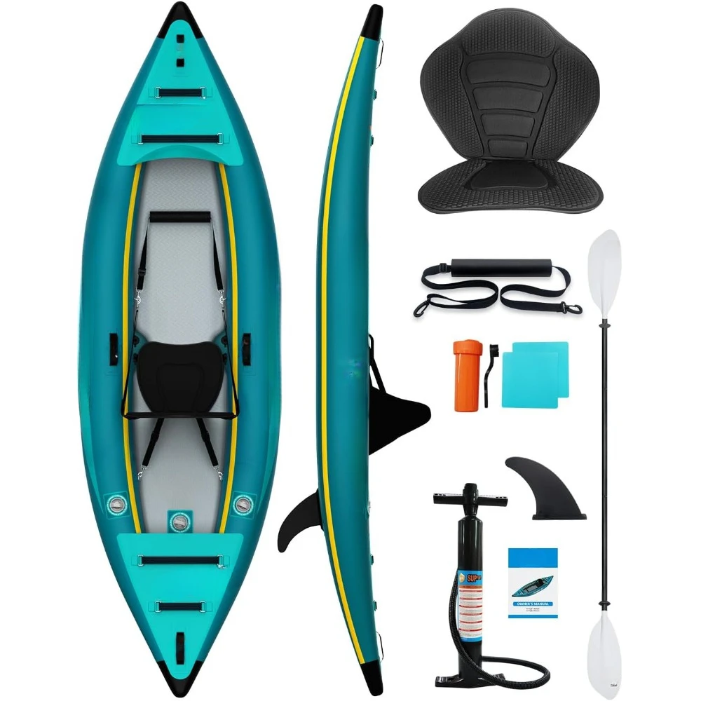 

Inflatable Sit-in Kayak, with Paddle, Kayak Seat, Pedal, Hand Pump and Bag