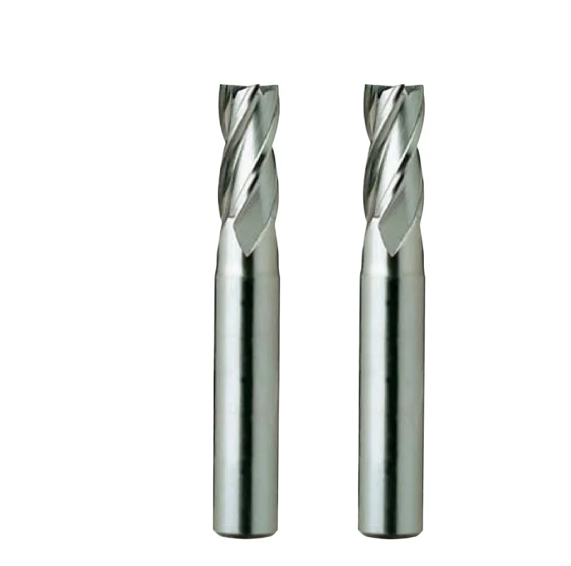 Four edge high speed steel spiral milling cutter E2402 white steel thread numerical control tool straight shank end milling