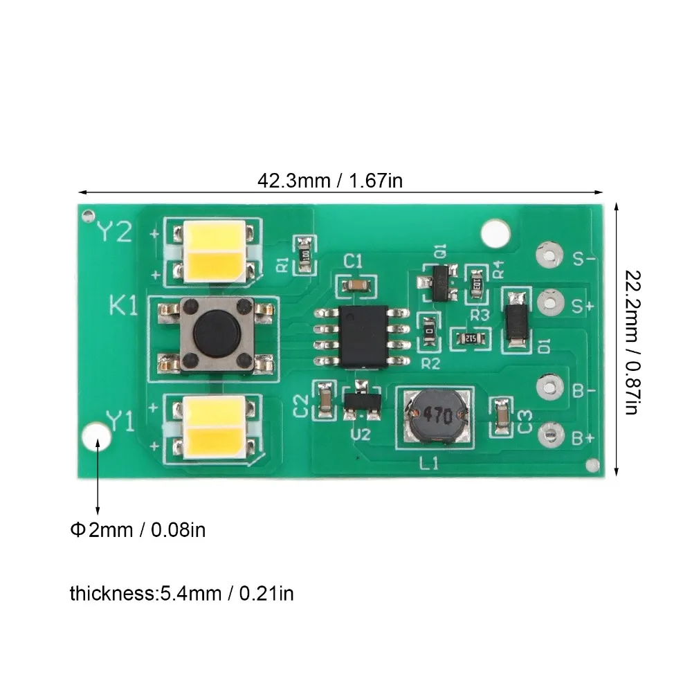 2 Set 1.2V Solar Light Control Panel PCB Hoge Drive Efficiëntie Solar Light Controller Board 42.3*22.2mm