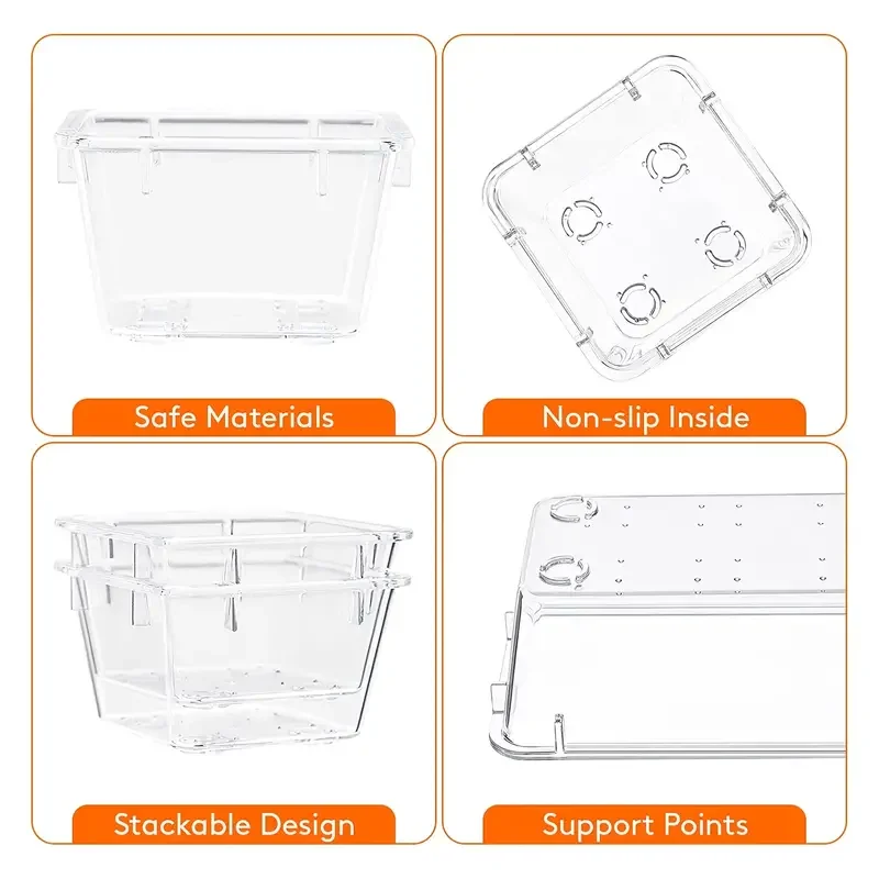 多用途のプラスチック製オーガナイザーボックス,4サイズの透明なプラスチック製の仕切り,メイクアップとキッチンの保管に最適,10個