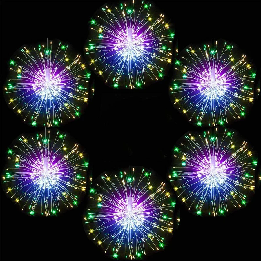 Creative 200LEDs Christmas Firework String Lights Hanging Starburst Fairy Garland Lights for Garden Party Wedding New Year Decor