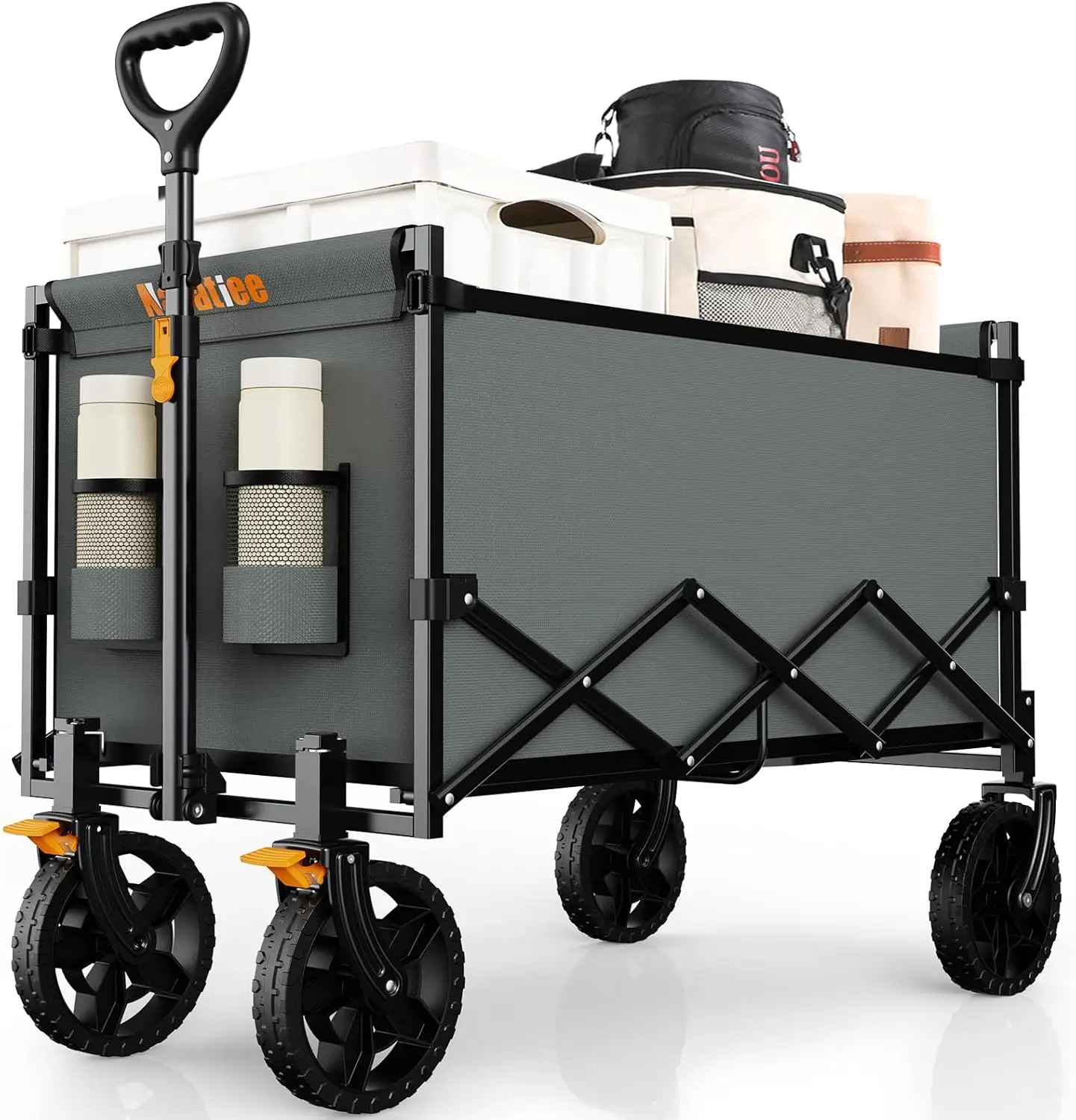 

140L Foldable Wagon Cart, Large Capacity Collapsible Utility Cart for Camping Shopping Sports, Gray