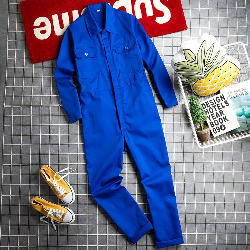 

Retro Japanese Sle Loose Long Sve White Workwear Overalls Men's Trendy Brand Casual Pants One-Piece Suit Youth Faion