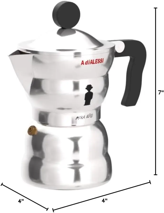 AA333 - Dign pr Coffee aker، Aluinu and roplasic Rin، 3 Cs، مقبض Bla