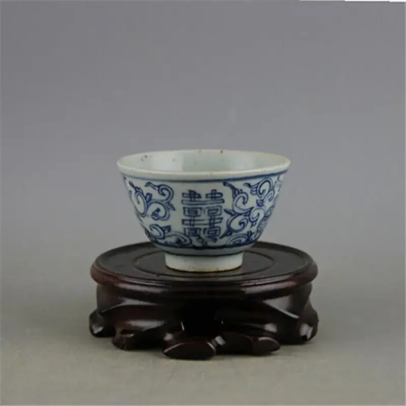 Chinese Blue and White Porcelain  Pattern Teacup Cup 2.60 inch