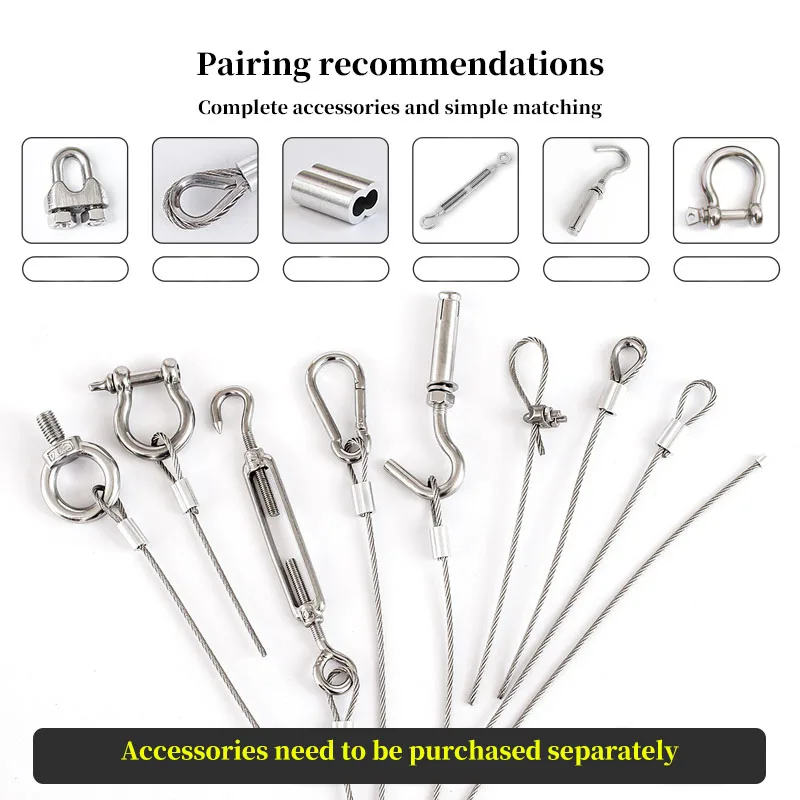 2PCS 2/3/4/5mm PVC Coated Cables With Ring Aluminum Sleeve Pressing Multi Functional Safety Ropes Stainless Steel Wire Slings