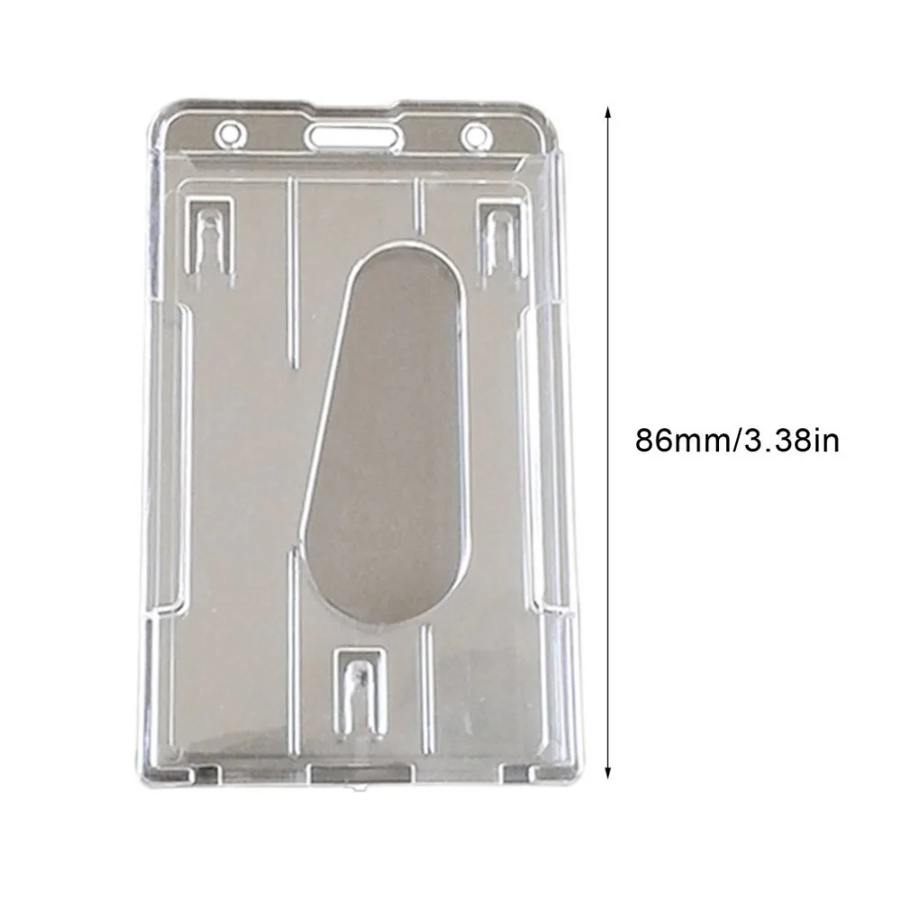 New Clear Vertical Hard Plastic Badge Holder Double Card ID Transparent 10x6cm Credit Card Holder