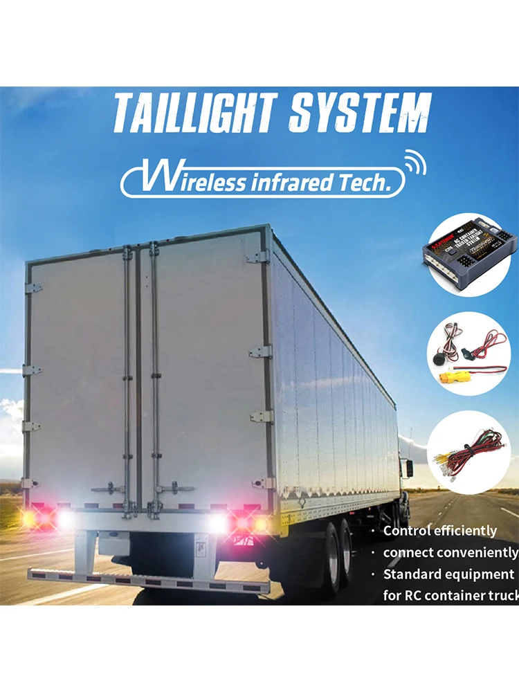 G.T.POWER RC Container Trailer Achterlichtsysteem Draadloos Infrarood voor RC Container Truck RC Automodel - afbeelding 2