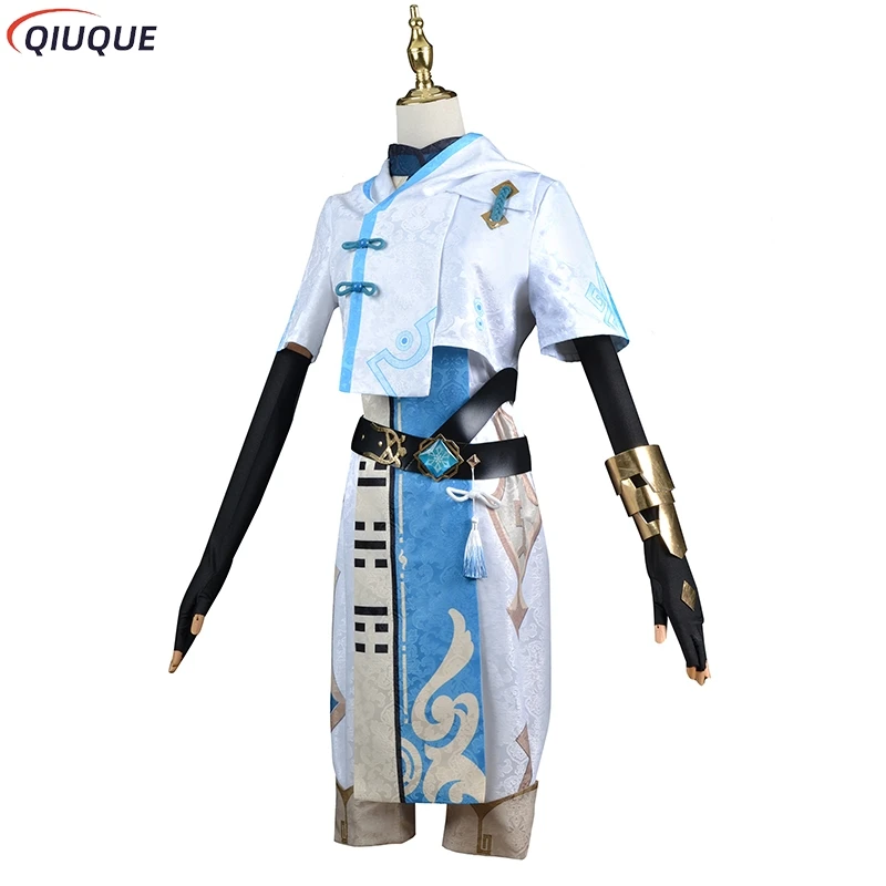 Chongyun Cosplay Costume Wig Shoes Chun Yun Halloween Party Fancy Dress Game Suit Uniform Outfit for Men Women