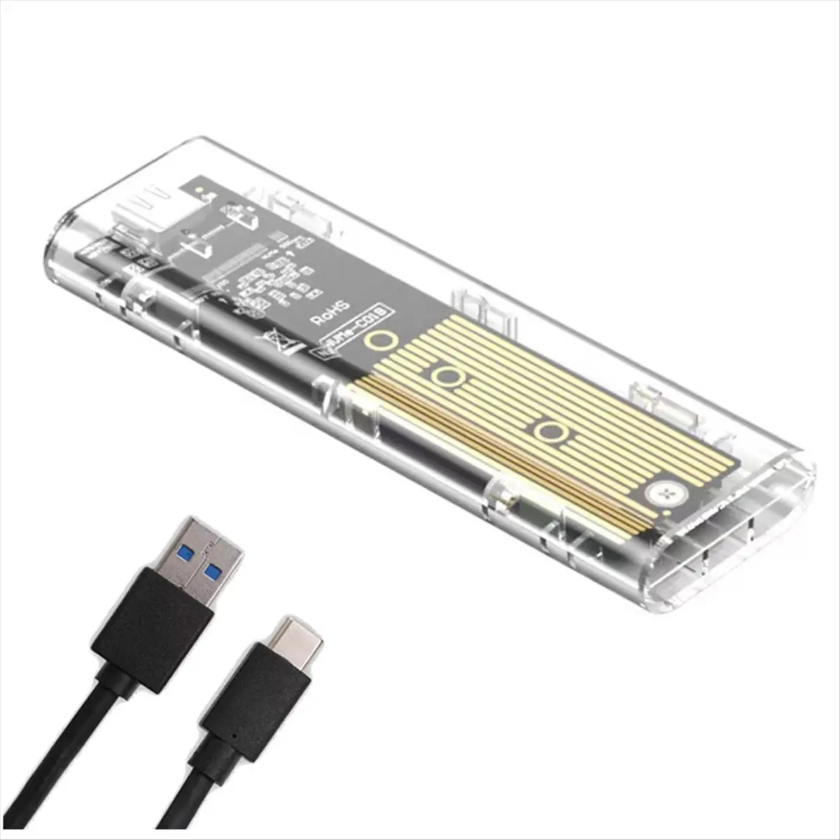 HDL M2 SSD Enclosure M.2 NVMe+NGFF Dual Protocol SSD Enclosure USB 3.2 Gen2 10Gbps Transparent External Drive Case for PC A